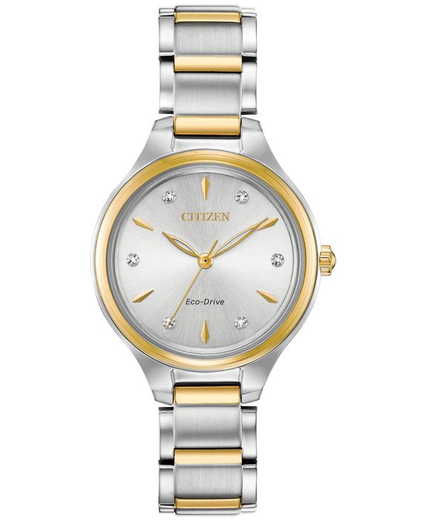 シチズン レディース 腕時計 アクセサリー Eco-Drive Women's Corso Diamond-Accent Two-Tone Stainless Steel Bracelet Watch 29mm No Color