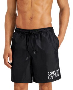 カルバンクライン メンズ ハーフパンツ・ショーツ 水着 Men's Regular-Fit UPF 50+ Reflection Logo Swim Trunks Black