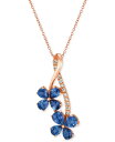 ル ヴァン レディース ネックレス・チョーカー・ペンダントトップ アクセサリー Blueberry Sapphire (1-1/2 ct. t.w.) & Nude Diamond (1/10 ct. t.w.) Flower 18 Pendant Necklace in 14k Rose Gold Blue