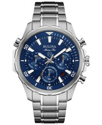 ブロバ メンズ 腕時計 アクセサリー Men's Chronograph Marine Star Stainless Steel Bracelet Watch 43mm Silver