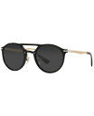ペルソル レディース サングラス・アイウェア アクセサリー Unisex Polarized Sunglasses PO3264S 50 Black Gold-Tone