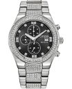 V`Y Y rv ANZT[ Men's Chronograph Eco-Drive Crystal Stainless Steel Bracelet Watch 42mm Silver-tone