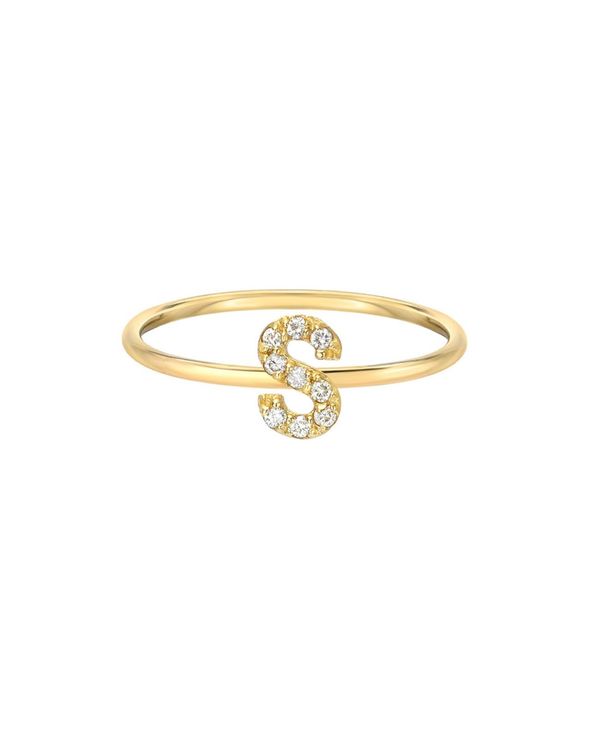 ゾエレフ レディース リング アクセサリー Diamond Initial 14K Yellow Gold Ring Gold-S