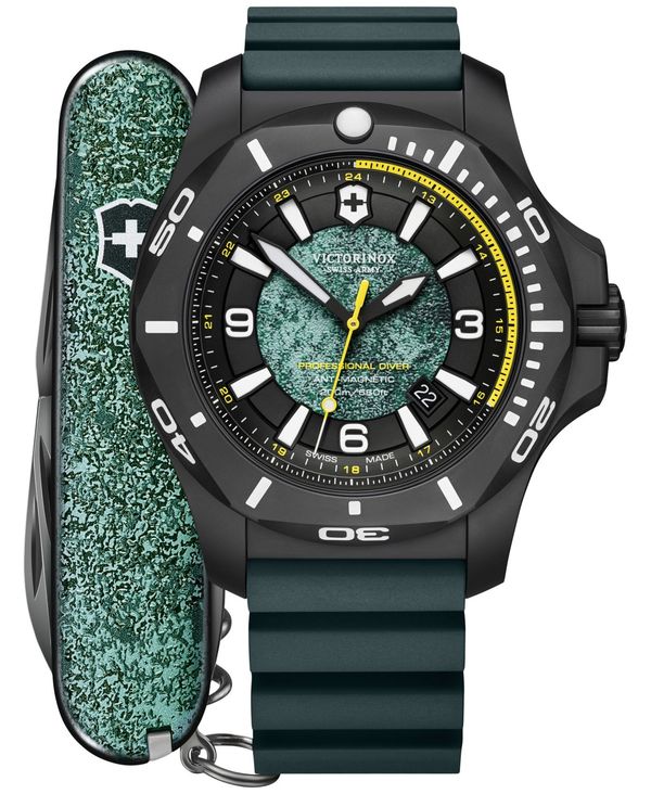ビクトリノックス メンズ 腕時計 アクセサリー Men's I.N.O.X. Professional Diver Blue Green Rubber Strap Watch 45mm Gift Set No Color