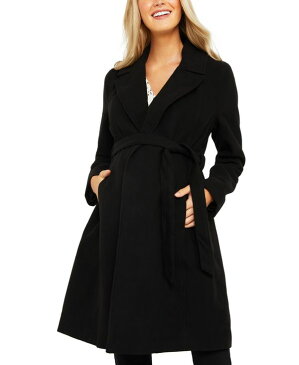 マザーフッドマタニティー レディース コート アウター Belted Maternity Wrap Coat Black