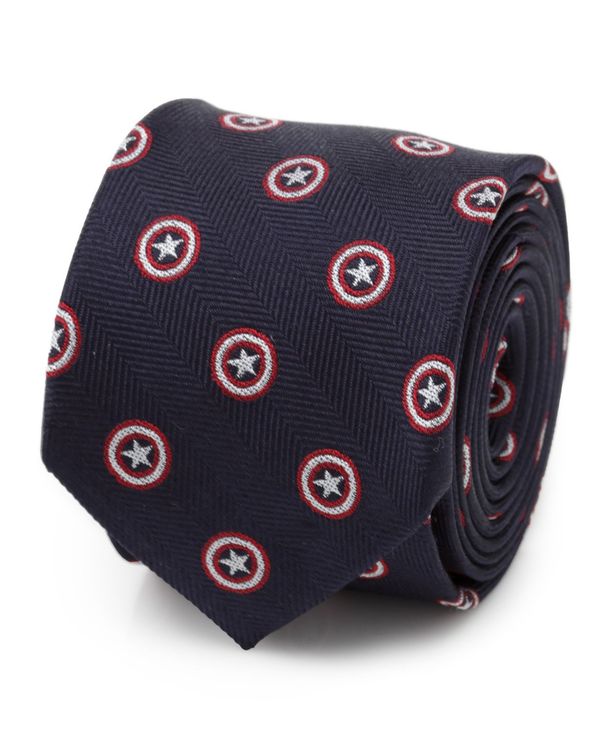 }[x Y lN^C ANZT[ Boys Captain America Shield Tie Navy