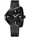 n~g Y rv ANZT[ Unisex Swiss Automatic Ventura Elvis80 Black Rubber Strap Watch 43x45mm H24585331 Black