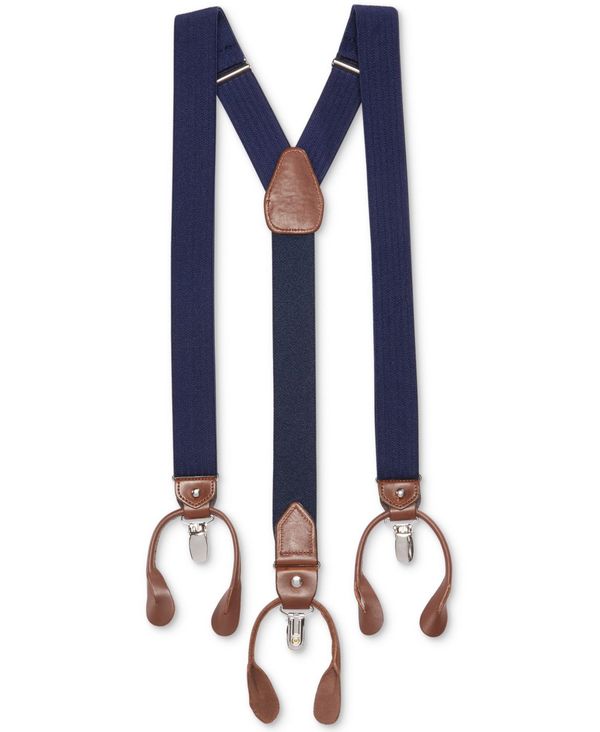 クラブルーム メンズ ベルト アクセサリー Men's Herringbone Convertible Suspenders Navy