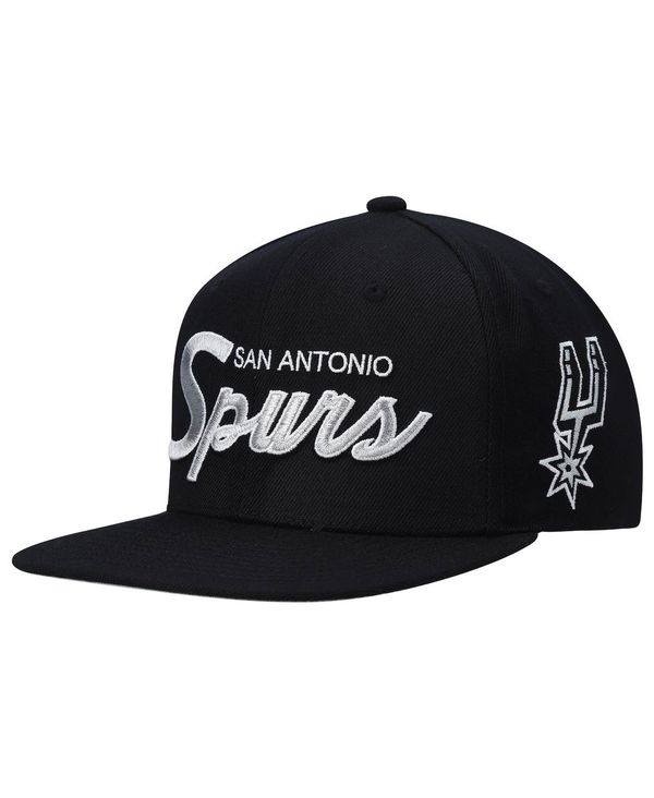 ミッチェル&ネス メンズ 帽子 アクセサリー Men's Black San Antonio Spurs Hardwood Classics Script 2.0 Snapback Hat Black