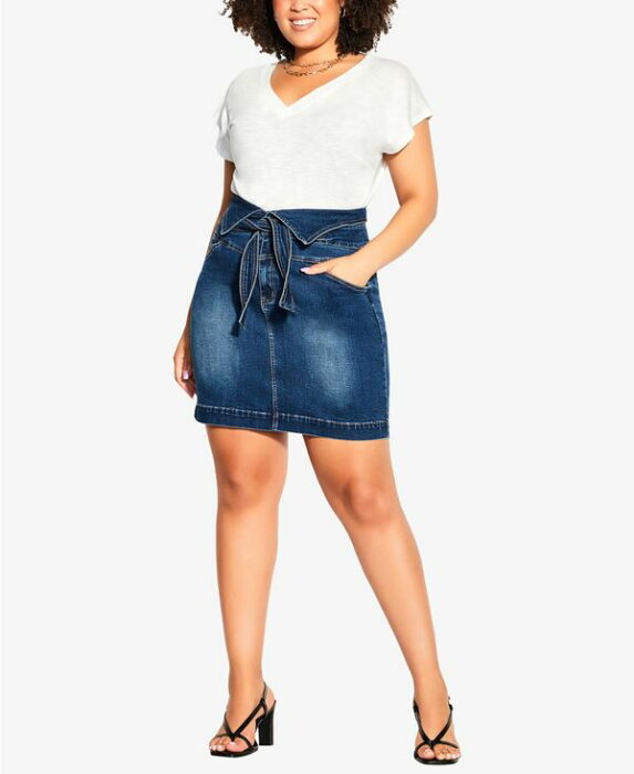シティーシック レディース スカート ボトムス Trendy Plus Size Olivia Skirt Mid Denim
