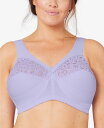 グラマライズ レディース ブラジャー アンダーウェア Women's Full Figure Plus Size MagicLift Cotton Wirefree Support Bra Lilac