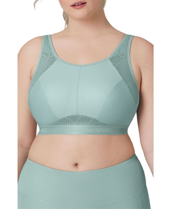 楽天ReVida 楽天市場店グラマライズ レディース ブラジャー アンダーウェア Full Figure Plus Size No-Sweat Mesh Sports Wirefree Bra Jade