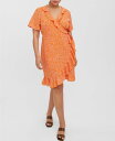 ヴェロモーダ レディース ワンピース トップス Plus Size Delilah Short Sleeve Wrap Dress Orange