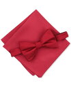 At@j Y lN^C ANZT[ Men's Solid Texture Pocket Square and Bowtie, Created for Macy's Red