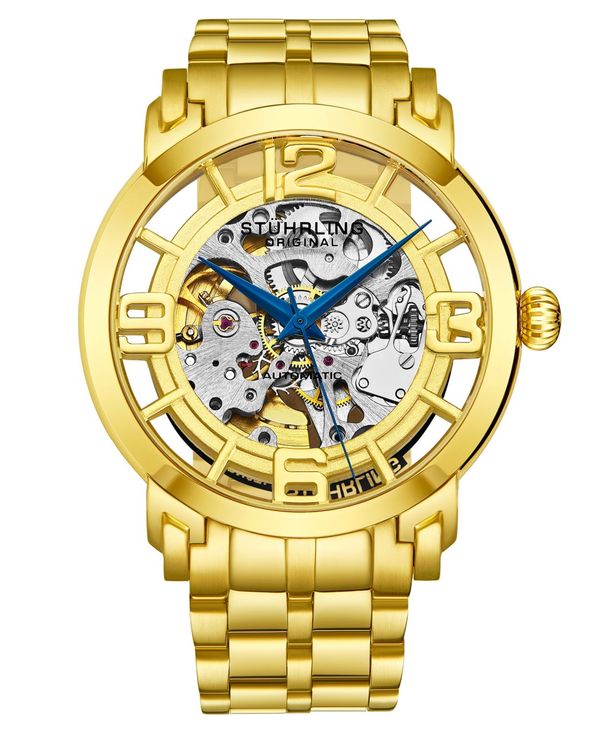 XgD[O Y uXbgEoOEANbg ANZT[ Stainless Steel Gold Tone Case on Stainless Steel Link Bracelet, Gold Tone Dial, with Blue Accents Gold