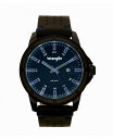 O[ Y rv ANZT[ Men's Watch 48MM IP Black Case with Black Dial, Blue Index Markers, Sand Satin Dial, Analog, Date Function, Blue Second Hand, Black Strap with Blue Accent Stitch Black