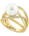 エフィー レディース リング アクセサリー EFFY&reg; Cultured Freshwater Pearl (11mm) & Diamond (1/4 ct. t.w.) Open Statement Ring in 14k Gold 14K Yellow Gold