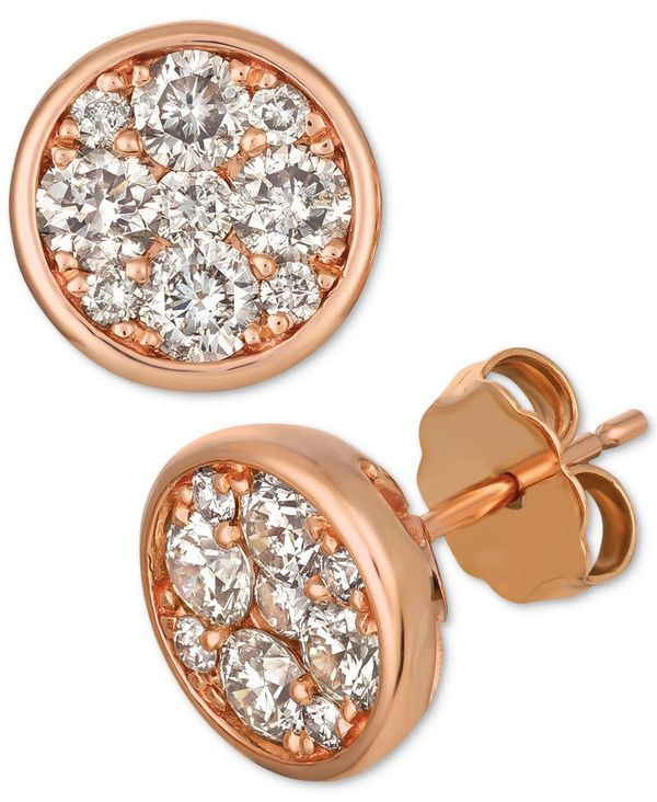  @ fB[X sAXECO ANZT[ Strawberry & Nude Diamond Cluster Stud Earrings (1 ct t.w.) Rose Gold