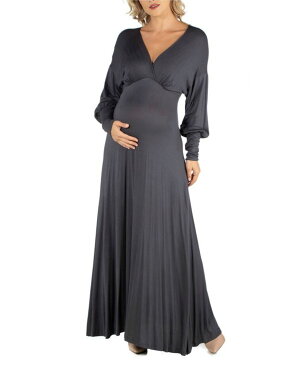 24セブンコンフォート レディース ワンピース トップス Formal Long Sleeve Maternity Maxi Dress Dark Gray