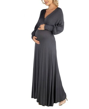 24セブンコンフォート レディース ワンピース トップス Formal Long Sleeve Maternity Maxi Dress Dark Gray