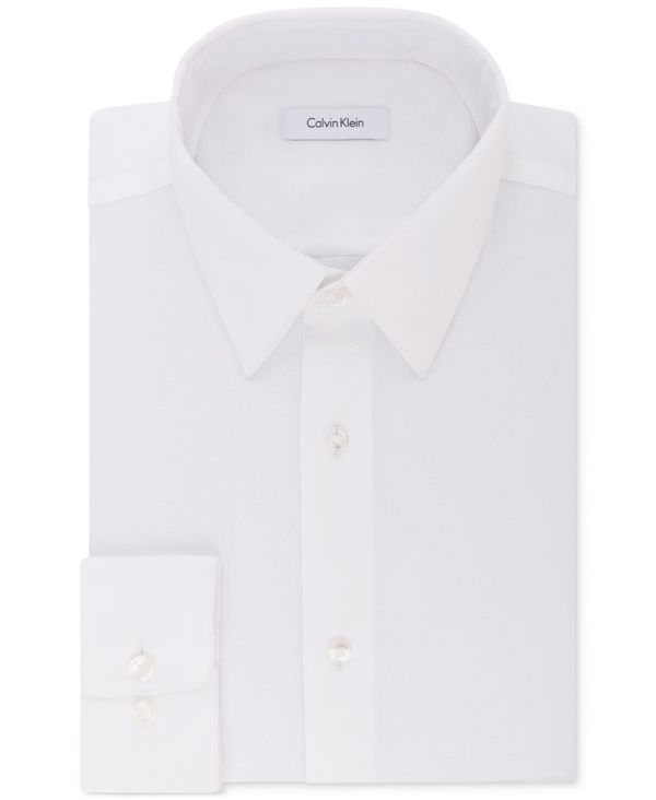 カルバン・クライン カルバンクライン メンズ シャツ トップス Calvin Klein Men's STEEL Classic/Regular Non-Iron Stretch Performance Dress Shirt White