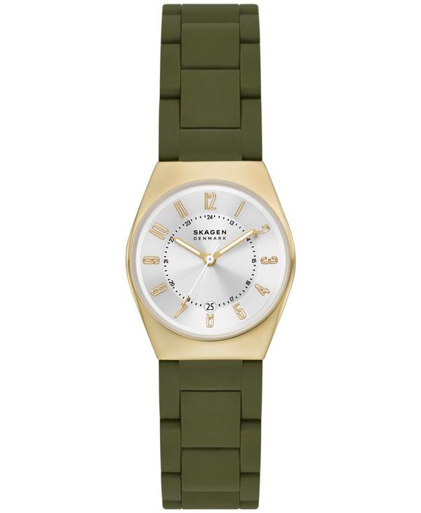 スカーゲン レディース 腕時計 アクセサリー Women's in Grenen Lille Green Made with 100% Recycled Ocean Plastics Link Bracelet Watch, 26mm Green