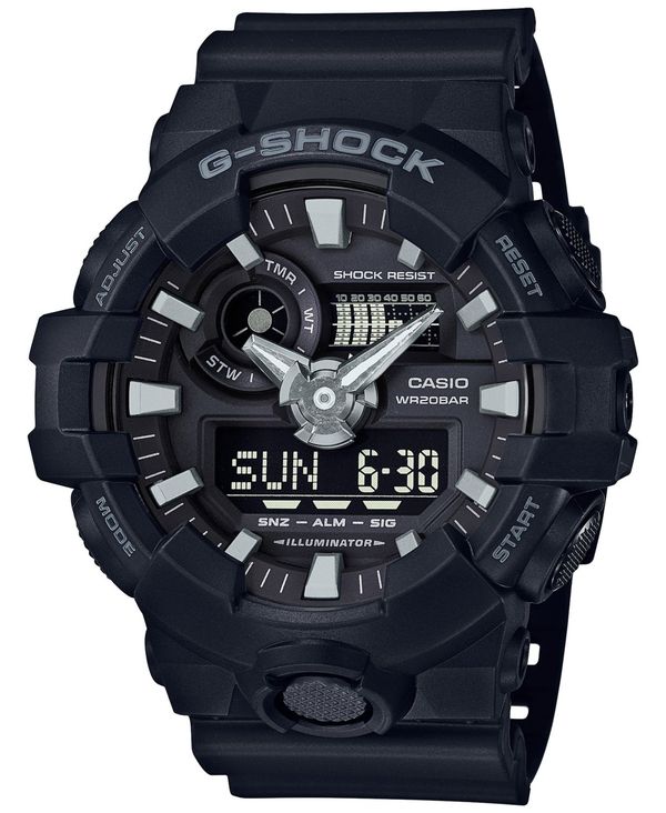 å  ӻ ꡼ Men's Analog-Digital Black Resin Strap Watch 53x58mm GA-700-1B Black/Black