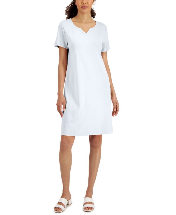 ケレンスコット レディース ワンピース トップス Women's Cotton Split-Neck Dress, Created for Macy's Bright White