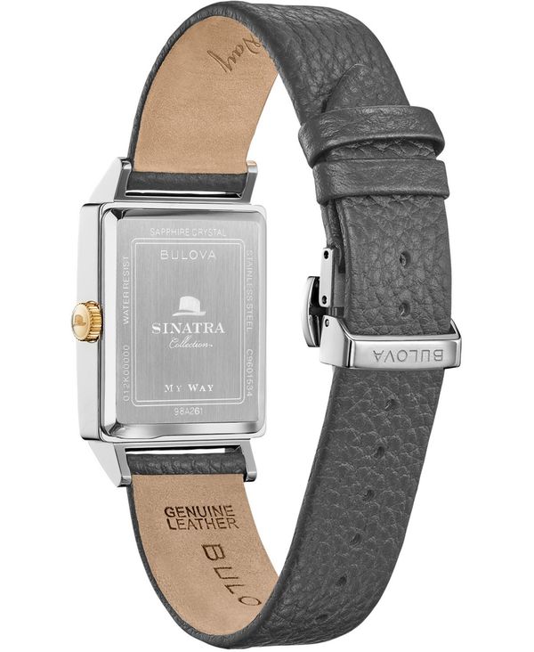 ブロバ メンズ 腕時計 アクセサリー Men's Frank Sinatra My Way Gray Leather Strap Watch 29.5 x 47mm Black