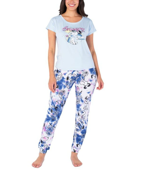 ムンキムンキ レディース ナイトウェア アンダーウェア Women's Snoopy Dance Tie-Dyed Pajama Set Purple