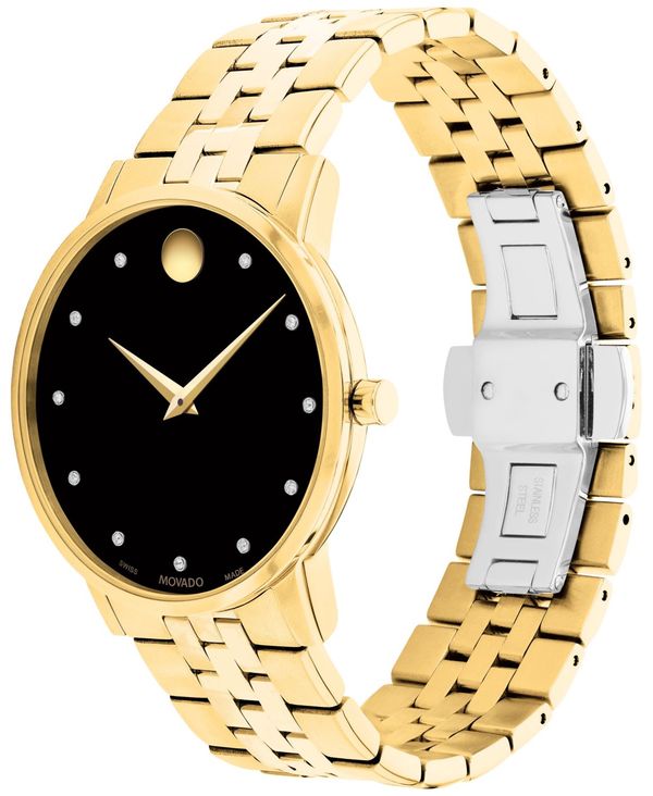 モバド メンズ アクセサリー 腕時計 Movado Unisex Swiss Museum Classic Diamond (1/20 ct. t.w.) Gold PVD Stainless Steel Bracelet Watch 40mm