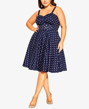 シティーシック レディース ワンピース トップス Trendy Plus Size Sexy Pin Up Dress Navy