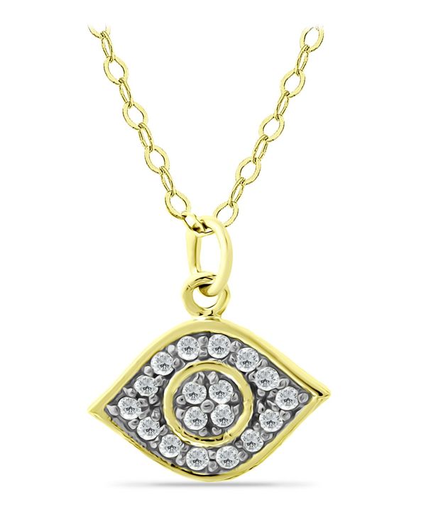 W[j xj[j fB[X lbNXE`[J[Ey_ggbv ANZT[ Cubic Zirconia with Black Rhodium Evil Eye Pendant Necklace, 18K Gold over Silver Gold Over Silver