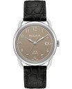 uo Y rv ANZT[ LIMITED EDITION Men's Swiss Automatic Joseph Bulova Black Leather Strap Watch 38.5mm Black