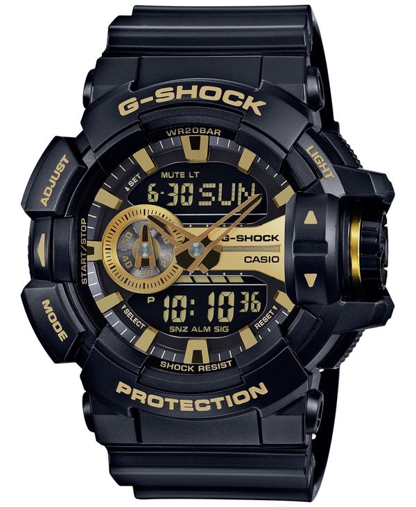 å  ӻ ꡼ Men's Analog-Digital Chronograph Black Resin Strap Watch 55x52mm GA400GB-1A9 Gold