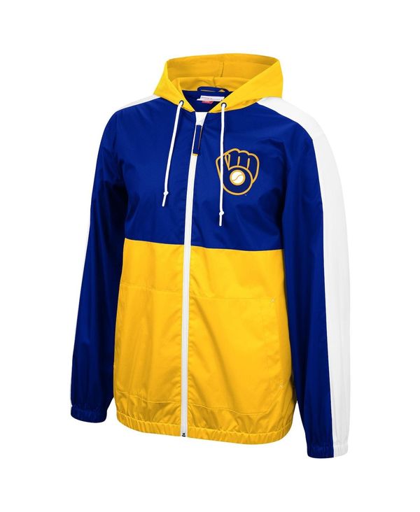 ミッチェル&ネス メンズ ジャケット・ブルゾン アウター Men's Mitchell Ness Royal and Gold-Tone Milwaukee Brewers Game Day Full-Zip Windbreaker Hoodie Jacket Royal, Gold