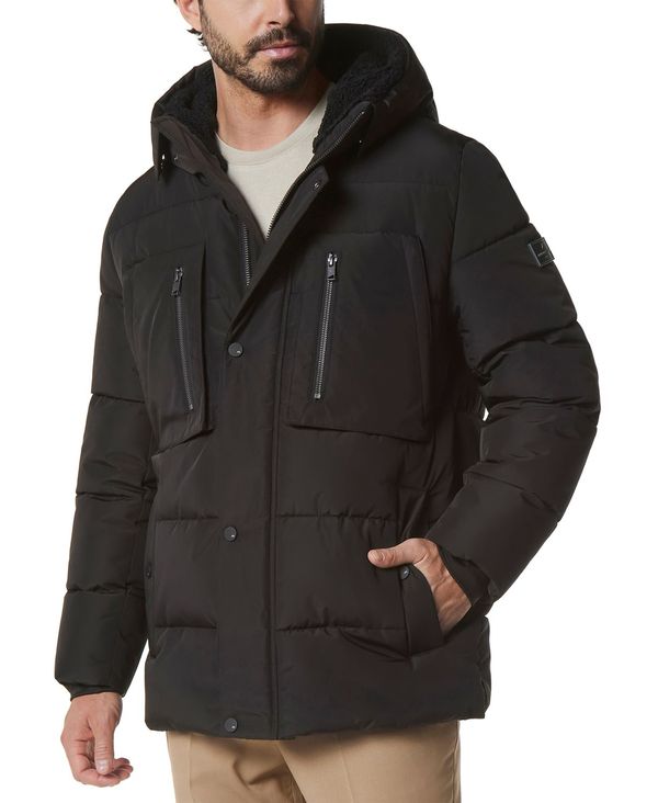 マークニューヨーク メンズ ジャケット・ブルゾン アウター Men's Yarmouth Micro Sheen Parka Jacket with Fleece-Lined Hood Black