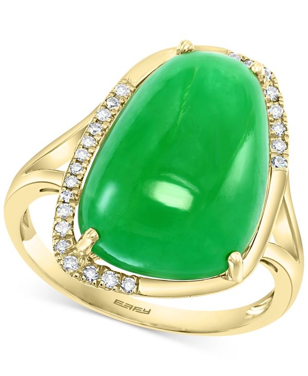 GtB[ fB[X O ANZT[ EFFY&reg; Jade (17x12mm) & Diamond (1/10 ct. t.w.) Statement Ring in 14k Gold 14K Yellow Gold