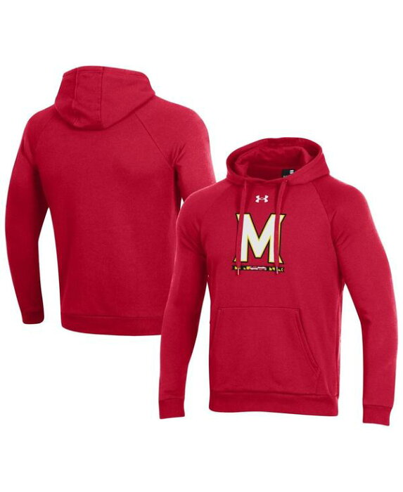 アンダーアーマー メンズ パーカー・スウェット アウター Men's Red Maryland Terrapins Primary School Logo All Day Raglan Pullover Hoodie Red