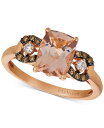  @ fB[X O ANZT[ Peach Morganite (1-1/2 ct. t.w.) & Chocolate and Vanilla Diamond (1/5 ct. t.w.) Ring in 14k Rose Gold Morganite