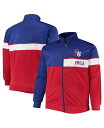 プロファイル メンズ ジャケット・ブルゾン アウター Men's Royal, Red Philadelphia 76ers Big and Tall Pieced Body Full-Zip Track Jacket Royal, Red