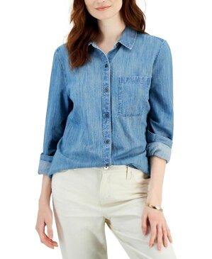 スタイルアンドコー レディース シャツ トップス Women's Cotton Shirt, Created for Macy's Tucson Wash