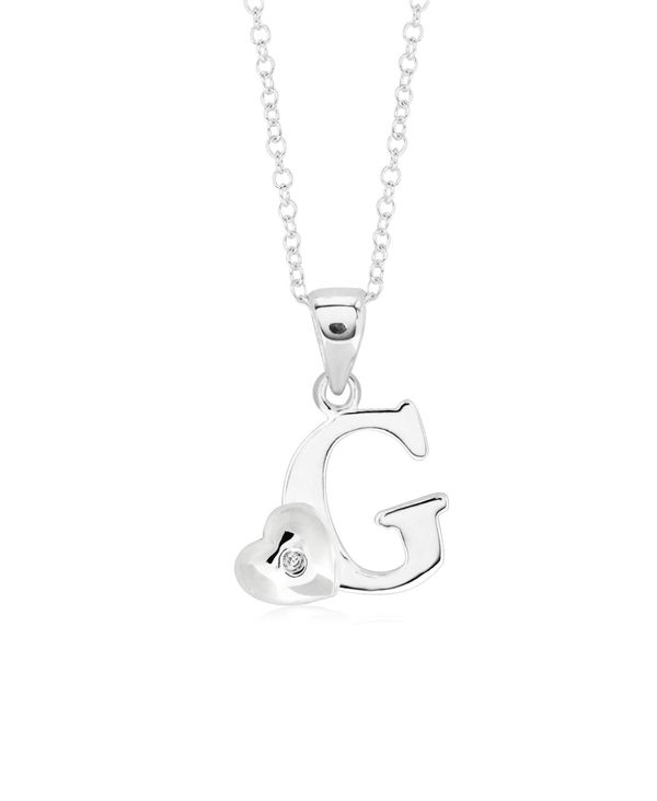 [i Tbg fB[X lbNXE`[J[Ey_ggbv ANZT[ Children's Initial Heart Pendant Necklace in Sterling Silver G