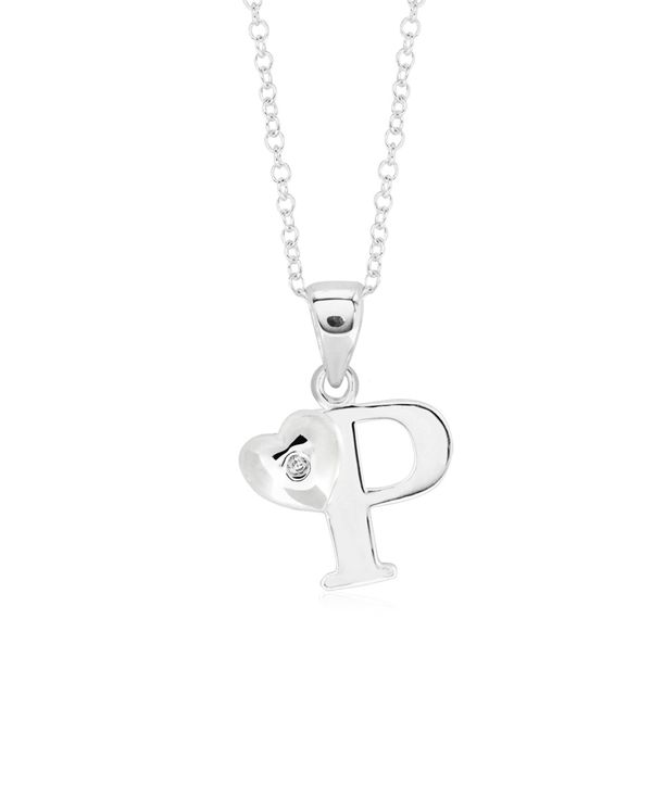 [i Tbg fB[X lbNXE`[J[Ey_ggbv ANZT[ Children's Initial Heart Pendant Necklace in Sterling Silver P