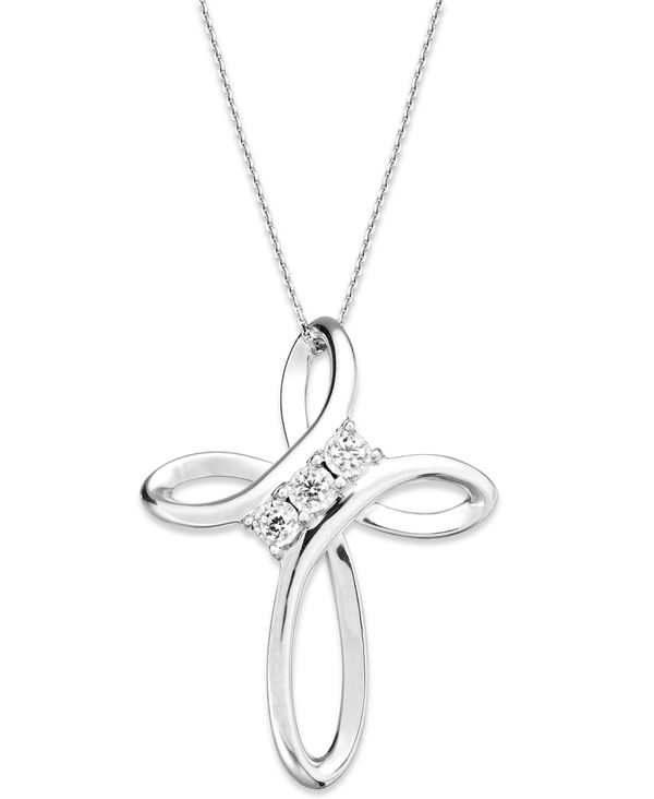gD[~N fB[X lbNXE`[J[Ey_ggbv ANZT[ Diamond Cross Pendant Necklace in Sterling Silver (1/10 ct. t.w.) No Color