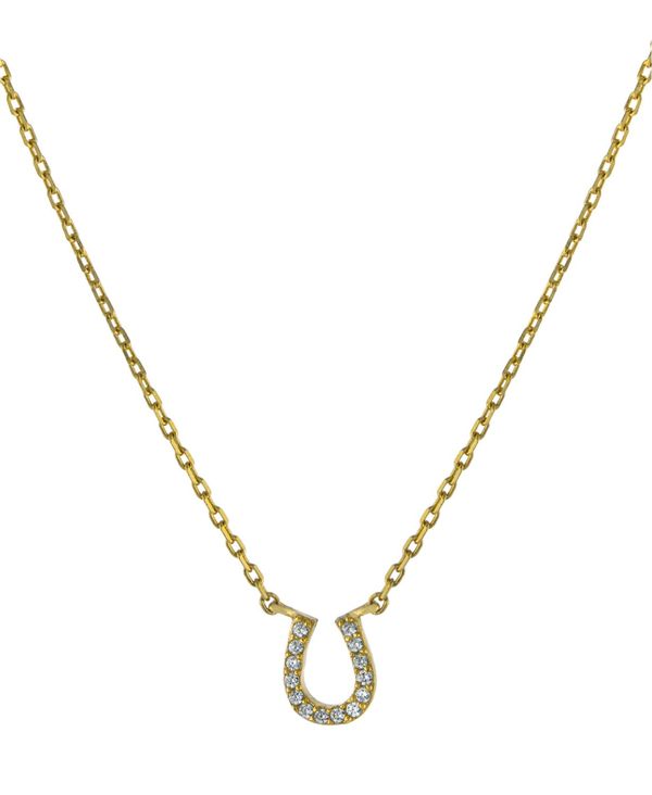 W[j xj[j fB[X lbNXE`[J[Ey_ggbv ANZT[ Cubic Zirconia Horseshoe Pendant Necklace in 18k Gold-Plated Sterling Silver, 16