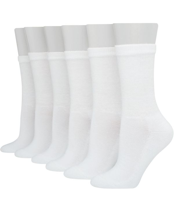 ヘインズ レディース 靴下 アンダーウェア Women's Ultimate Core Cushioned Crew Socks White