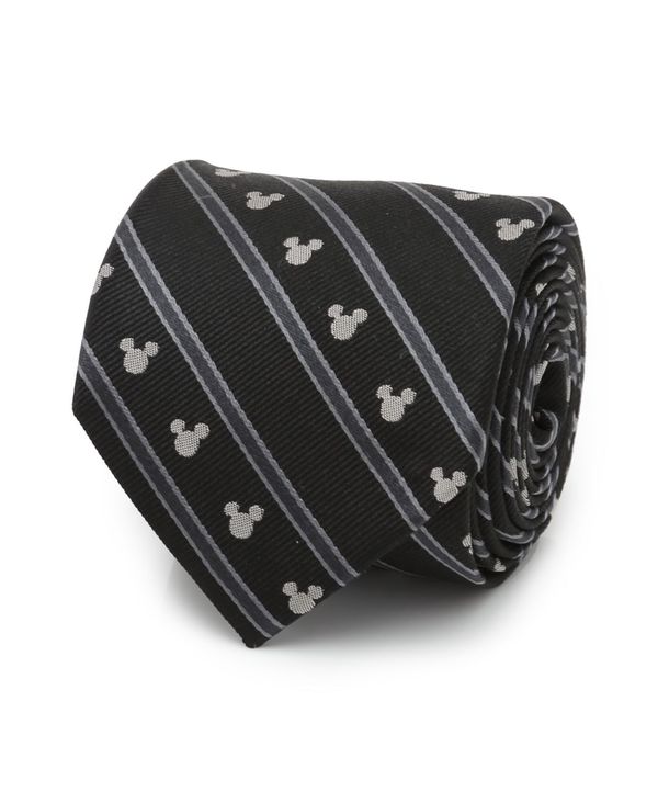 ディズニー メンズ ネクタイ アクセサリー Men's Mickey Mouse Stripe Tie Black