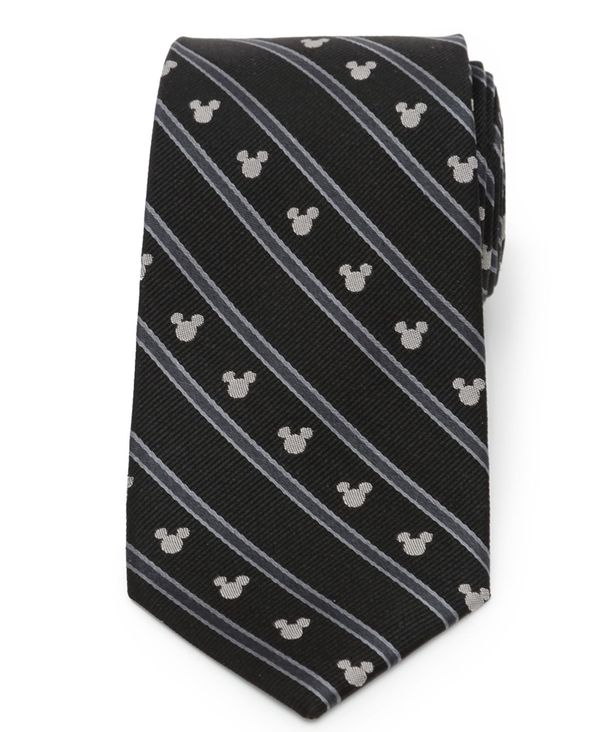 ディズニー メンズ ネクタイ アクセサリー Men's Mickey Mouse Stripe Tie Black