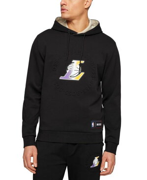 ヒューゴボス メンズ パーカー・スウェット アウター BOSS x NBA Men's Los Angeles Lakers Hooded Sweatshirt Black